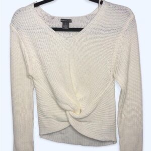 Twist Front Knit Sweater - Cream